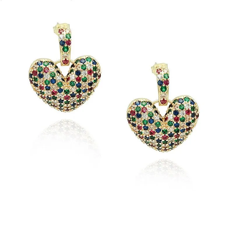 Earring tal-Qalb Dangle Cz ikkulurit