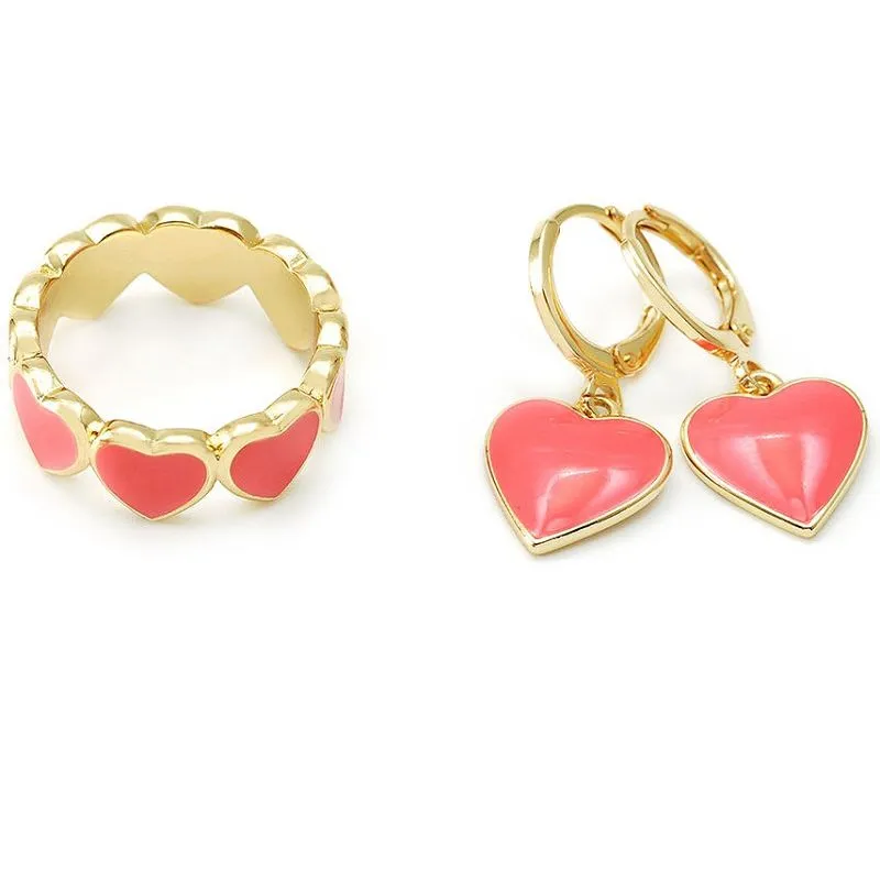 Sett ta 'ġojjellerija tal-qalb tal-enamel tal-qroll