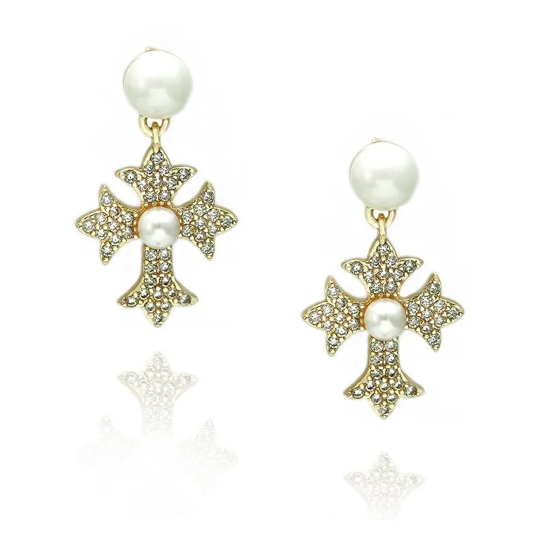 Qatra Cross Pearl Earring