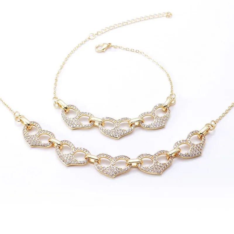 Sett dehbijiet tal-Qalb tal-Bracelet Necklace